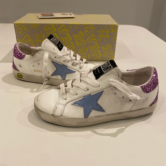 Golden Goose Kids Superstar Sneaker White Leather/Blue/Purple Glitter sz 29 NIB - Picture 8 of 8